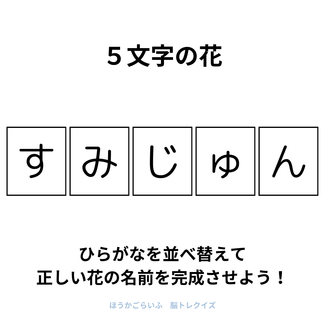 高齢者向け（無料）言葉の並び替えで脳トレしよう！文字（ひらがな）を並び替える簡単なゲーム【花の名前】健康寿命を延ばす鍵